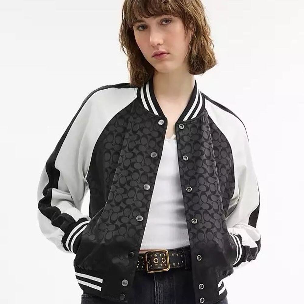 NWT Coach Women's Reversible Signature Souvenir Varsity Jacket CAH06 Black XS - Picture 7 of 9